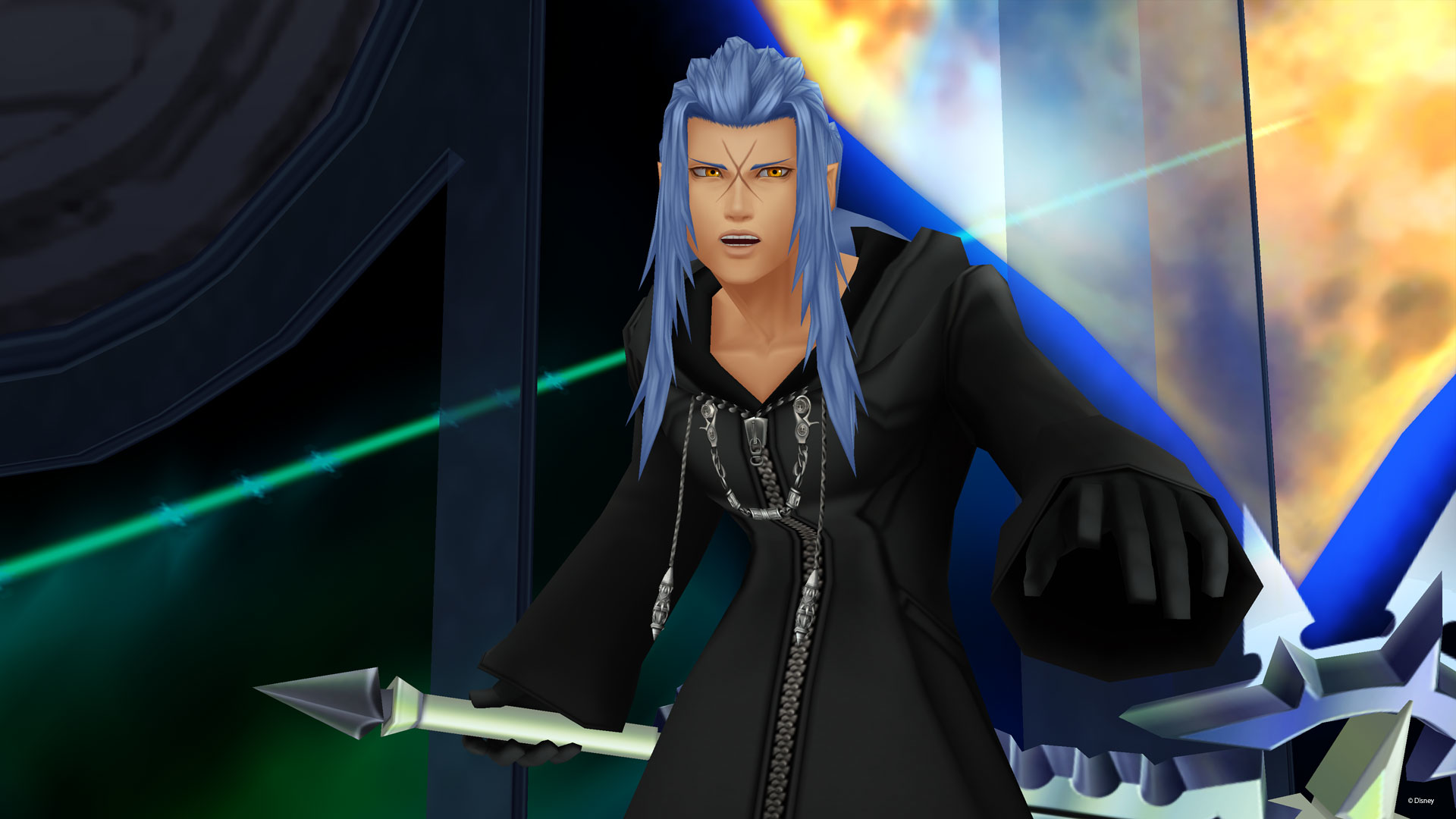 Note the yellow eyes: Saix was already "norted" before KH2. 